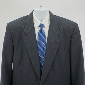 Pierre Balmain Wool Blend Suit Jacket Gray W Blue White Red Striped 46R 2 Button